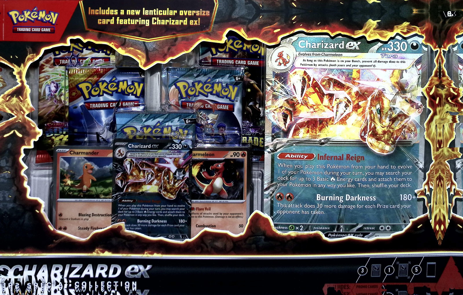 Pokemon Charizard ex Special Collection Box - 5 Booster Packs, 2 Foil Promo Charmander & Charmeleon, (1 of 2)