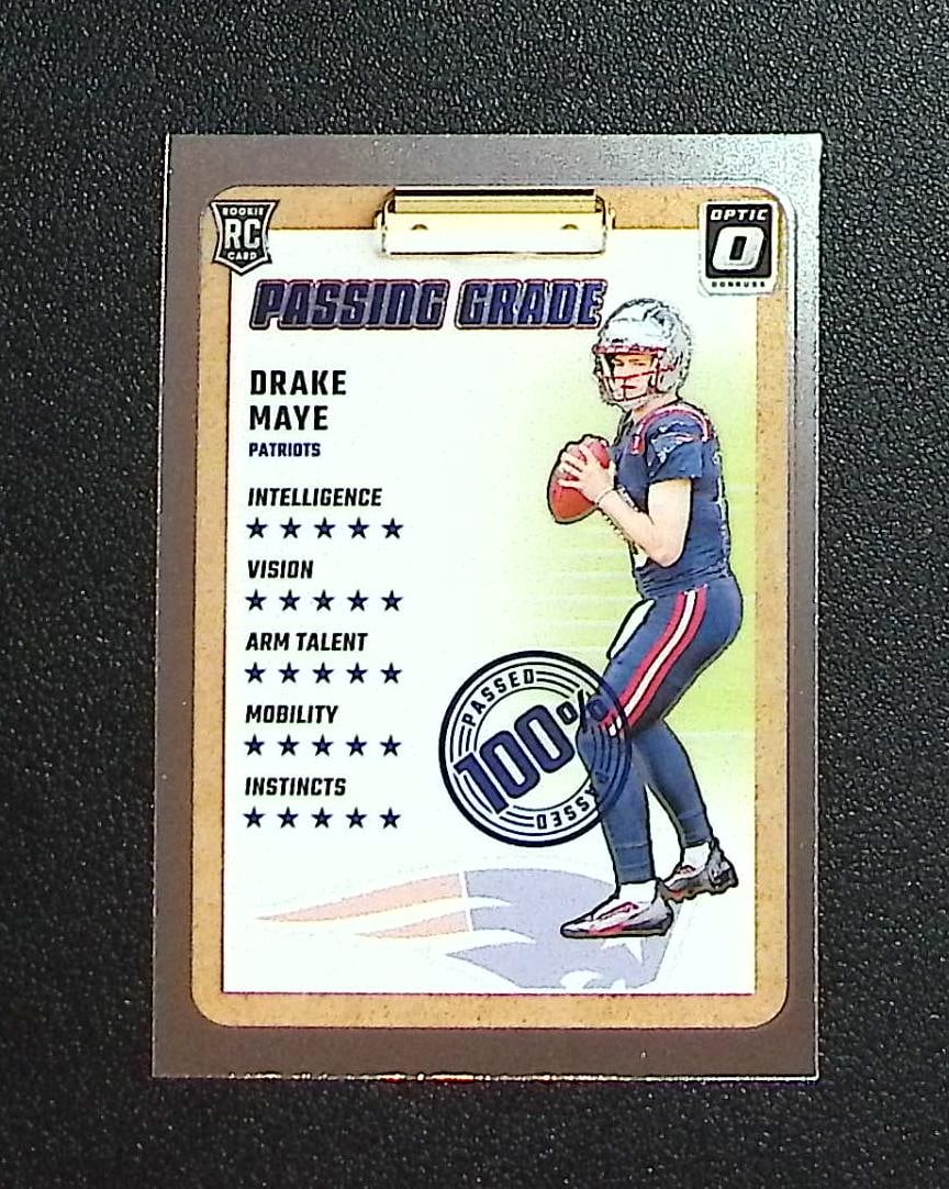 Drake Maye Rookie Card Passing Grade 2024 Donruss Optic #4 New England Patriots: Panini, Donruss Optic, & Donruss Select, Prizm, Mosaic, Contenders, Zenith, Phoenix, Illusions, Absolute, Rookie NFL Sports Trading Cards, SP, SSP, Cards, Football Cards for Sale Near Me, Superbowl & 