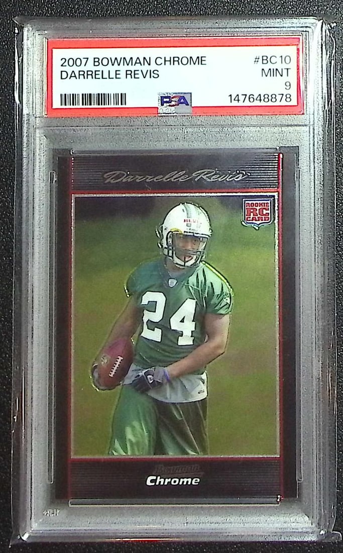 Darrelle Revis Rookie Card 2007 Bowman Chrome #BC10 PSA 9: Topps & Bowman Football NFL Trading Sports Cards, Sports Cards for Sale Near Me, Super Bowl & Hall of Fame Player Cards, Resurgence, Composite, SP, SSP, Valuable Auction Memorabilia Lots For Sale On L