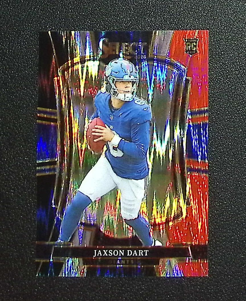 Jaxson Dart Rookie Card Black/Red Shock 2025 Select #193 New York Giants: Panini, Donruss Optic, & Donruss Select, Prizm, Mosaic, Contenders, Zenith, Phoenix, Illusions, Absolute, Rookie NFL Sports Trading Cards, SP, SSP, Cards, Football Cards for Sale Near Me, Superbowl & 