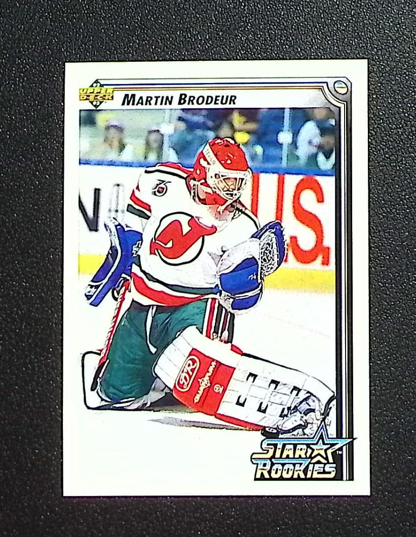 Martin Brodeur Star Rookies 1992-93 Upper Deck #408 New Jersey Devils: Upper Deck Vintage NHL Hockey Trading & Sports Cards, Old Sports Cards for Sale Near Me, Stanley Cup & Hall of Fame Players, Valuable Auction Memorabilia Lots for Sale On Line