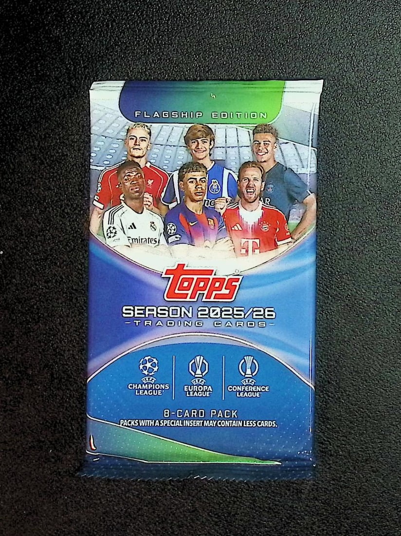 2025-26 Topps UEFA Club Competitions Flagship Soccer Factory Sealed Blaster Box Pack, (1 of 1)