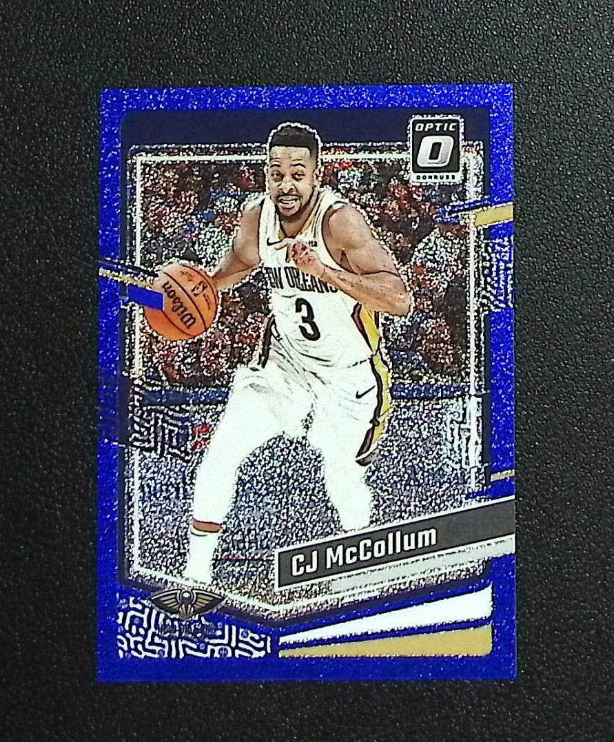Cj McCollum Blue Glitter /15 2023-24 Donruss Optic #105: Panini, Donruss Optic, Donruss Select, Prizm, Mosaic, Contenders, Revolution, Phoenix, NBA Hoops, Rookie NFL Sports Trading Cards, Silver, SP, SSP, Wave Prizms, Numbered Cards, Basketball sports Cards