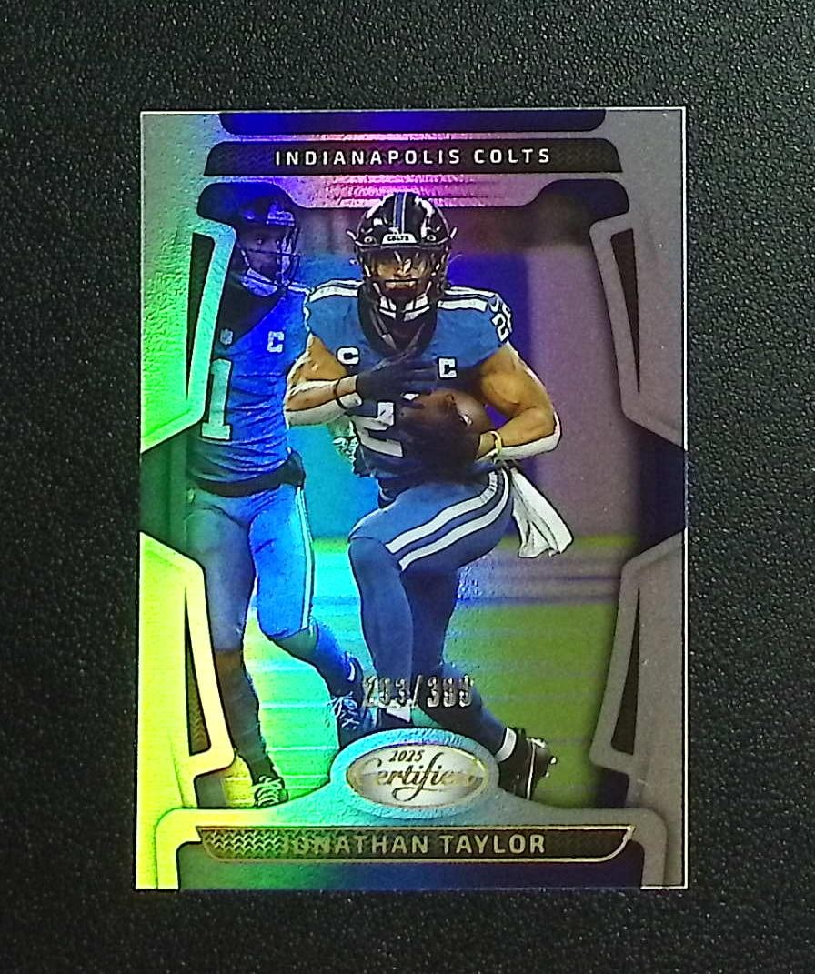 Jonathan Taylor Mirror /399 2025 Panini Certified #43 Indianapolis Colts: Panini, Donruss Optic, & Donruss Select, Prizm, Mosaic, Contenders, Zenith, Phoenix, Illusions, Absolute, Rookie NFL Sports Trading Cards, SP, SSP, Cards, Football Cards for Sale Near Me, Superbowl & 