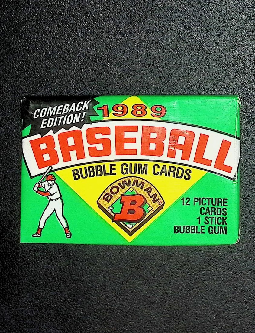 1989 Bowman Vintage Baseball Cards Retail Box Wax Pack Sports Cards MLB Trading Cards: Bowman Vintage Valuable Rookie Baseball MLB Trading & Sports Cards, Rookie Cards in this set are Ken Griffey, Jr, Gary Sheffield, John Smoltz, Old Sports Cards for Sale Near Me, Auction Memorabilia Lo