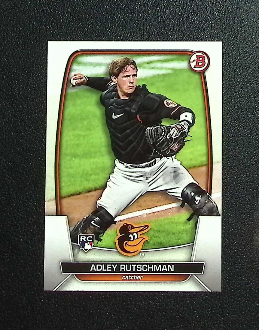 Adley Rutschman Rookie Card 2023 Bowman #40 Baltimore Orioles: Topps, Bowman, & Fanatics Baseball MLB Trading & Sports Cards, Sports Cards for Sale Near Me, World Series & Hall of Fame Players Memorabilia, Refractors, X-Fractors, Numbered, SP, SSP, Valuable Aucti