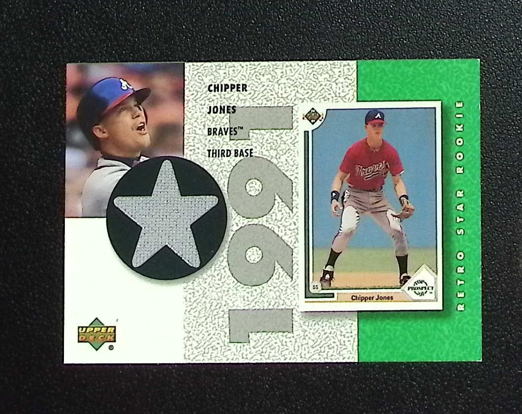 Chipper Jones Game Used Jersey Patch 2002 Upper Deck #SR-CJ Braves: Upper Deck Baseball MLB Trading & Sports Cards, Old Sports Cards for Sale Near Me, Auction Memorabilia Lots for Sale On Line, World Series & Hall of Fame Players