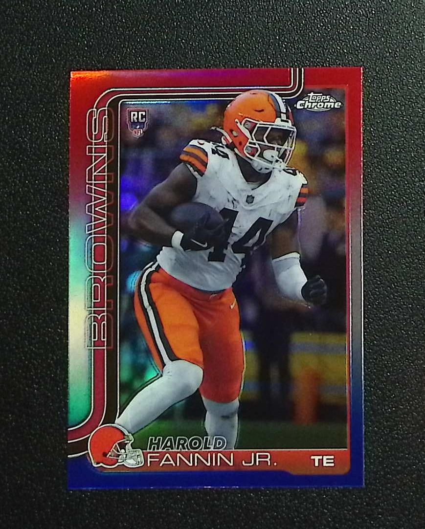 Harold Fannin Jr. Rookie Red White Blue Refractor 2025 Topps Chrome #339 Browns: Topps & Bowman Football NFL Trading Sports Cards, Sports Cards for Sale Near Me, Super Bowl & Hall of Fame Player Cards, Resurgence, Composite, SP, SSP, Valuable Auction Memorabilia Lots For Sale On L