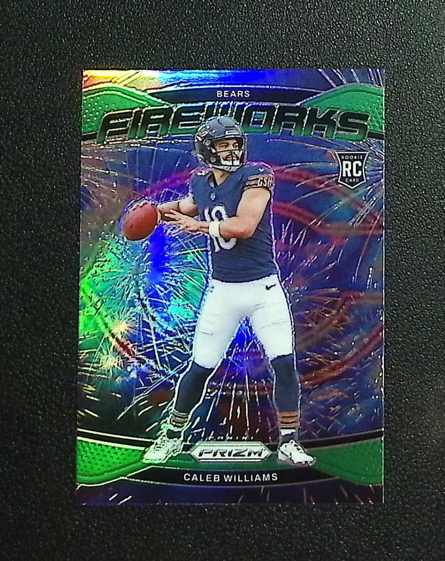 Caleb Williams Rookie Card Fireworks Green Prizm 2024 Panini Prizm #25 Chicago Bears: Panini, Donruss Optic, & Donruss Select, Prizm, Mosaic, Contenders, Zenith, Phoenix, Illusions, Absolute, Rookie NFL Sports Trading Cards, SP, SSP, Cards, Football Cards for Sale Near Me, Superbowl & 