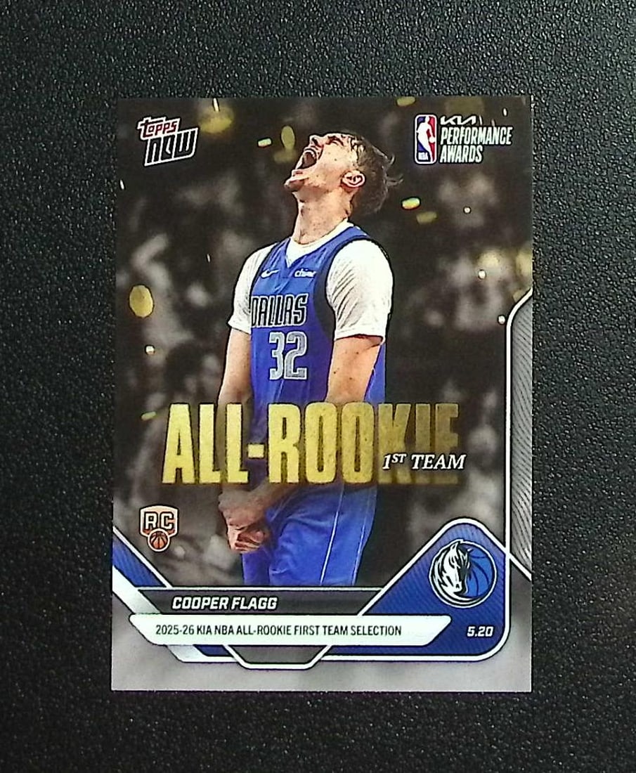 Cooper Flagg Rookie Card All-Rookie 1st Team 2026 Topps Now #AR01 Dallas Mavericks: Topps & Bowman Basketball NBA Trading & Sports Cards, Sports Cards for Sale Near Me, Chrome, Refractor, SP, SSP, Valuable Auction Memorabilia Lots Sold On Line, NBA Championship & Hall of Fame Player 