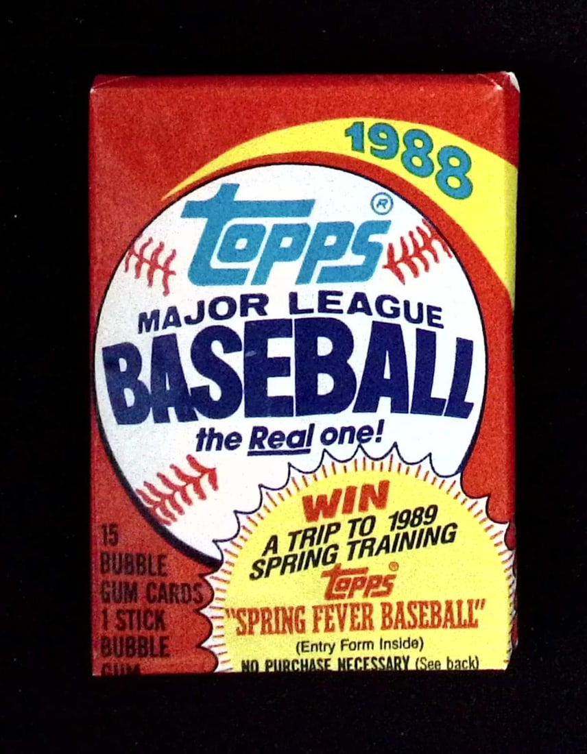 1988 Topps Series 1 Vintage Baseball Card Retail Box Wax Pack Sports Cards: Topps Vintage Rookie Basseball MLB Trading & Sports Cards, Rookie Cards in this Set are Tom Glavine, & Jim Abbott, Old Baseball and Sports Cards For Sale Near Me, World Series Players, Hall of Fame St