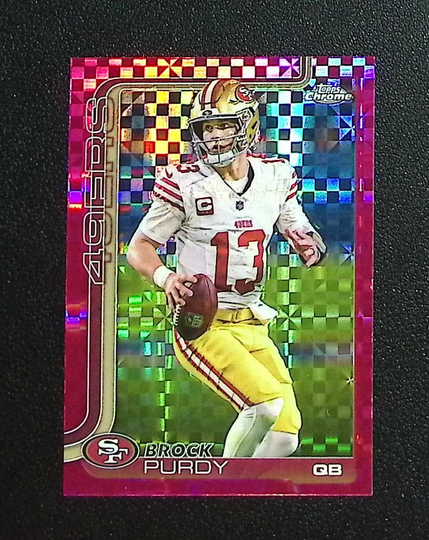 Brock Purdy Hot Pink Xfractor 2025 Topps Chrome #262 San Francisco 49ers: Topps & Bowman Football NFL Trading Sports Cards, Sports Cards for Sale Near Me, Super Bowl & Hall of Fame Player Cards, Resurgence, Composite, SP, SSP, Valuable Auction Memorabilia Lots For Sale On L