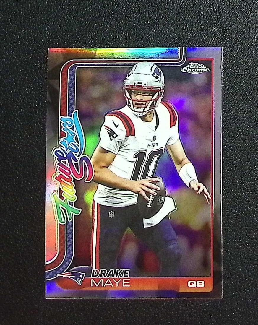 Drake Maye Future Stars Refractor 2025 Topps Chrome #FS-7 New England Patriots: Topps & Bowman Football NFL Trading Sports Cards, Sports Cards for Sale Near Me, Super Bowl & Hall of Fame Player Cards, Resurgence, Composite, SP, SSP, Valuable Auction Memorabilia Lots For Sale On L