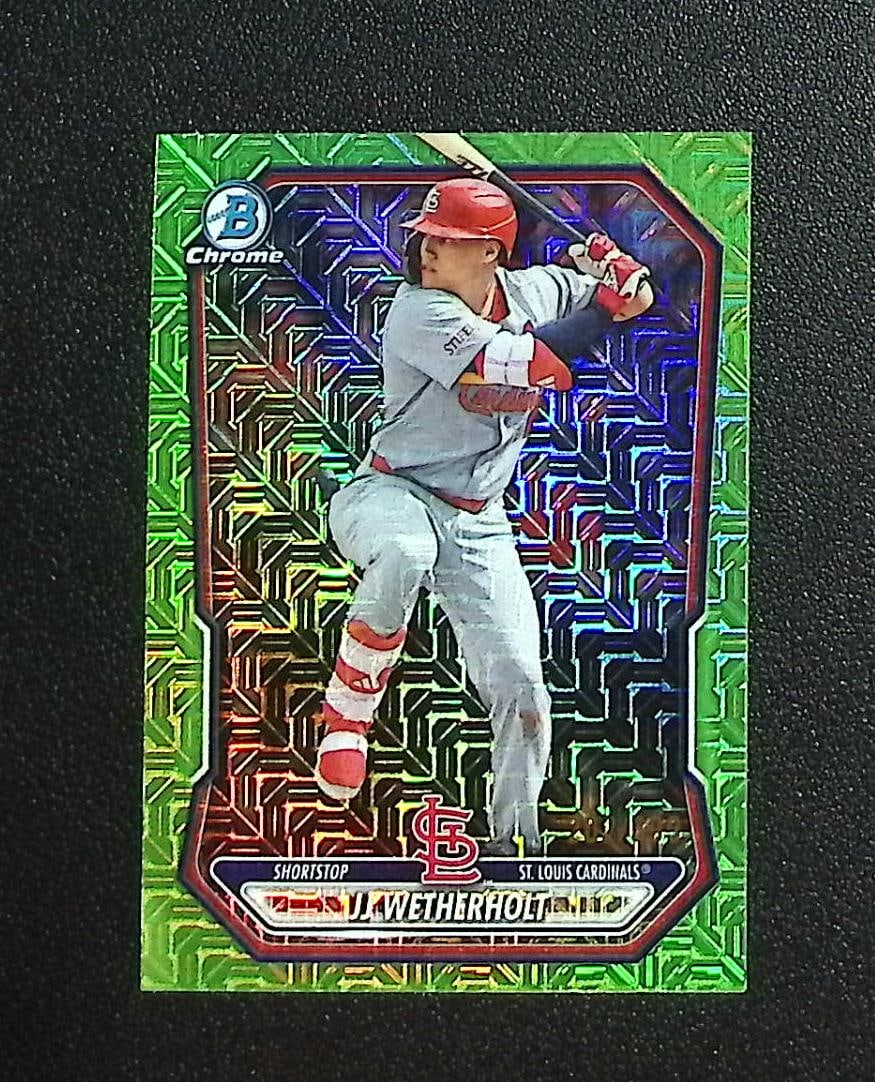 JJ Wetherholt Green Mojo Refractor /399 2026 Bowman Chrome #BCP-115 Cardinals: Topps, Bowman, & Fanatics Baseball MLB Trading & Sports Cards, Sports Cards for Sale Near Me, World Series & Hall of Fame Players Memorabilia, Refractors, X-Fractors, Numbered, SP, SSP, Valuable