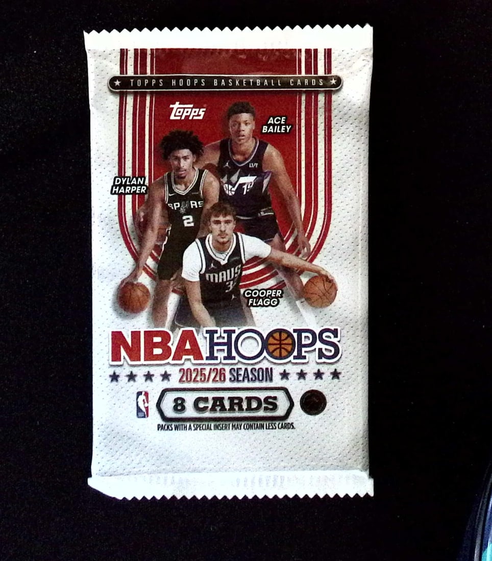 2025 Topps NBA Hoops Basketball BLASTER BOX PACK: Cooper Flagg & Kon Kneuppel Rookie Cards (1 of 1)