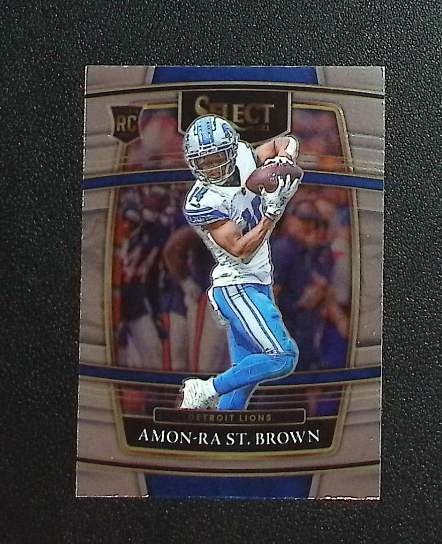 Amon-Ra St. Brown Rookie Card 2021 Select #73 Detroit Lions: Panini, Donruss Optic, & Donruss Select, Prizm, Mosaic, Contenders, Zenith, Phoenix, Illusions, Absolute, Rookie NFL Sports Trading Cards, SP, SSP, Cards, Football Cards for Sale Near Me, Superbowl & 
