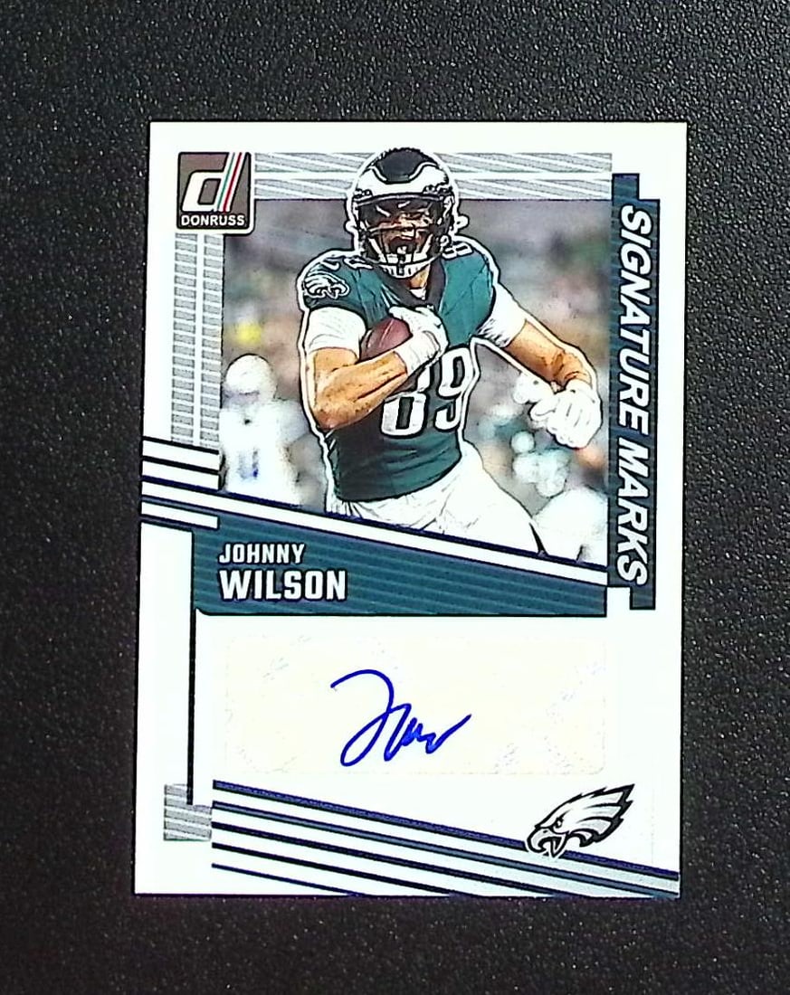Johnny Wilson Auto 2025 Donruss #SM-JWN Philadelphia Eagles: Panini, Donruss Optic, & Donruss Select, Prizm, Mosaic, Contenders, Zenith, Phoenix, Illusions, Absolute, Rookie NFL Sports Trading Cards, SP, SSP, Cards, Football Cards for Sale Near Me, Superbowl & 