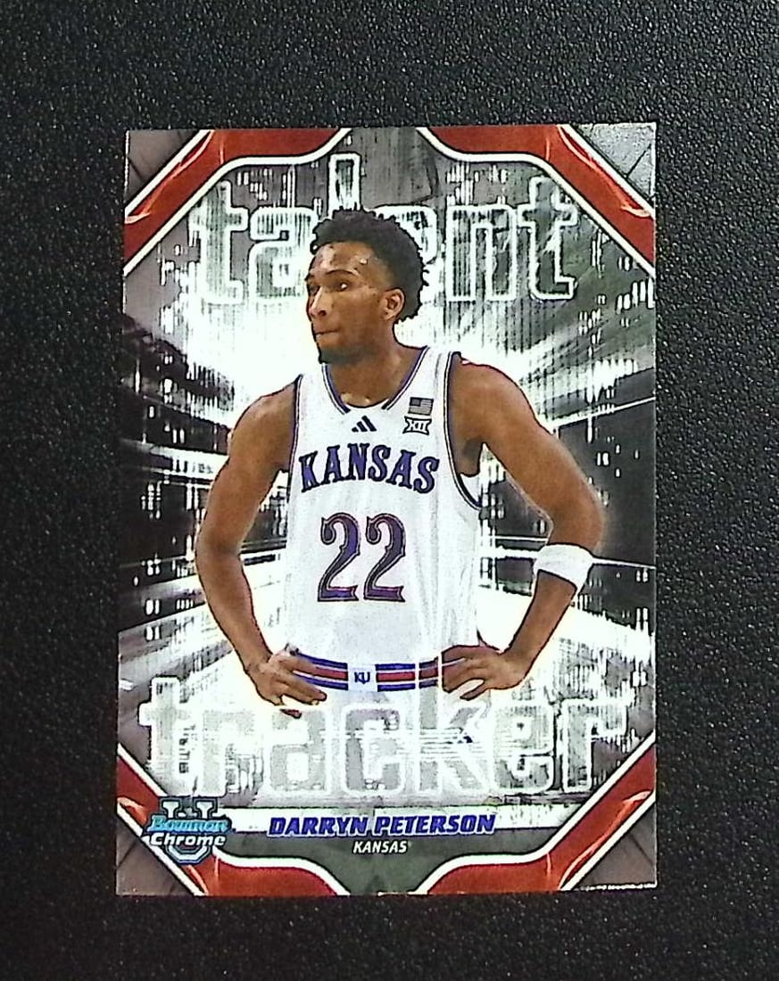 Darryn Peterson Talent Tracker 2025-26 Bowman Chrome #TT-2 Kansas Jayhawks: Topps & Bowman Basketball NBA Trading & Sports Cards, Sports Cards for Sale Near Me, Chrome, Refractor, SP, SSP, Valuable Auction Memorabilia Lots Sold On Line, NBA Championship & Hall of Fame Player 
