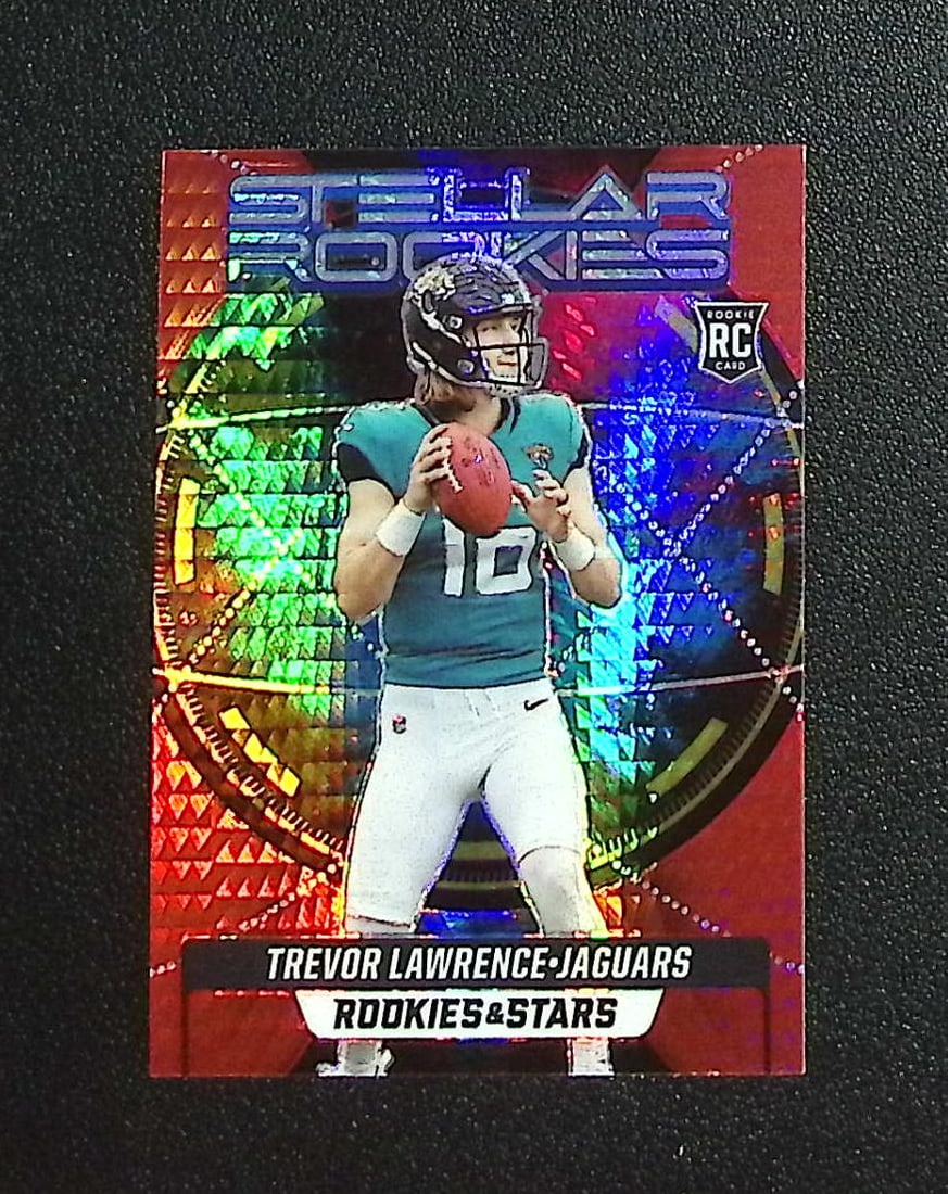 Trevor Lawrence Stellar Rookies Red Hyper 2021 Rookies & Stars #SR-1 Jaguars: Panini, Donruss Optic, & Donruss Select, Prizm, Mosaic, Contenders, Zenith, Phoenix, Illusions, Absolute, Rookie NFL Sports Trading Cards, SP, SSP, Cards, Football Cards for Sale Near Me, Superbowl & 
