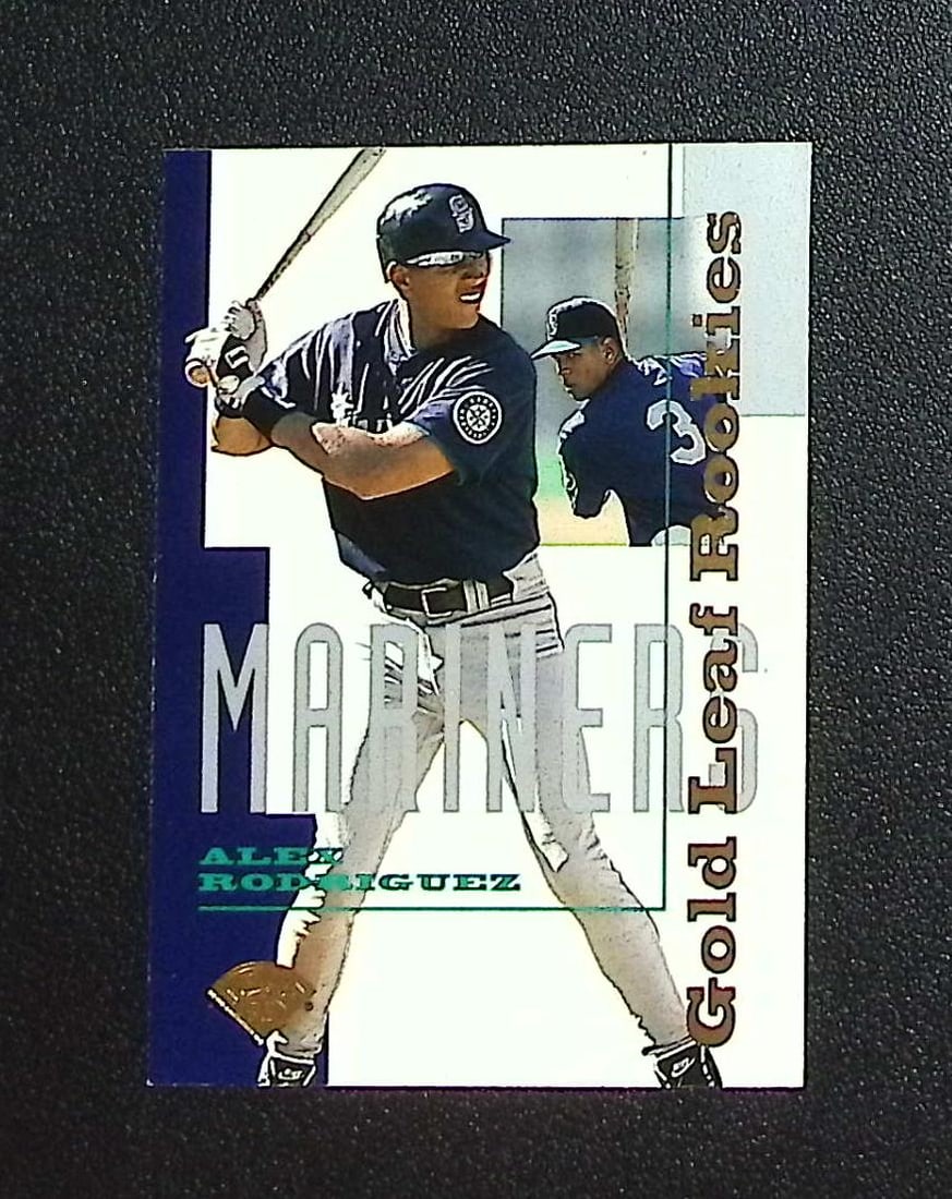 Alex Rodriguez Gold Leaf Rookies 1995 Leaf #1 Mariners, Yankees: Leaf Baseball MLB Trading & Sports Cards, Old Sports Cards for Sale Near Me, Auction Memorabilia Lots for Sale On Line, World Series & Hall of Fame Players
