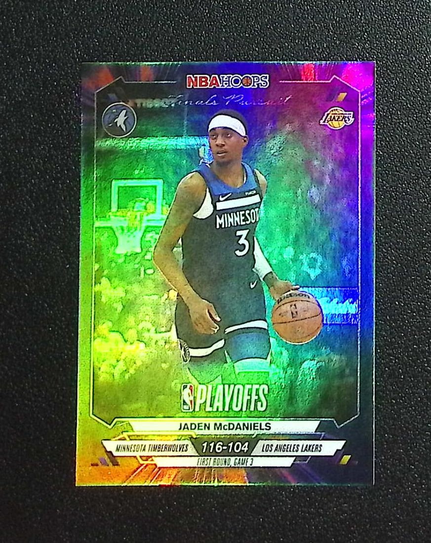 Jaden McDaniels Finals Pursuit 2025-26 NBA Hoops #FP-18 Timberwolves: Topps & Bowman Basketball NBA Trading & Sports Cards, Sports Cards for Sale Near Me, Chrome, Refractor, SP, SSP, Valuable Auction Memorabilia Lots Sold On Line, NBA Championship & Hall of Fame Player 