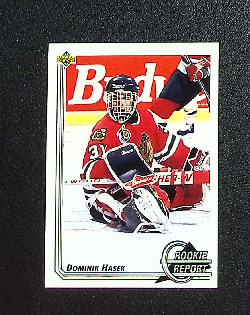 Dominik Hasek Rookie Report 1992-93 Upper Deck #366 Chicago Blackhawks: Upper Deck Vintage NHL Hockey Trading & Sports Cards, Old Sports Cards for Sale Near Me, Stanley Cup & Hall of Fame Players, Valuable Auction Memorabilia Lots for Sale On Line
