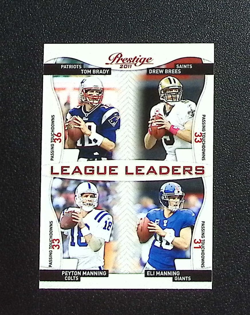 Brady/Brees/Manning/Manning 2011 Panini Prestige #23: Panini, Donruss Optic, & Donruss Select, Prizm, Mosaic, Contenders, Zenith, Phoenix, Illusions, Absolute, Rookie NFL Sports Trading Cards, SP, SSP, Cards, Football Cards for Sale Near Me, Superbowl & 