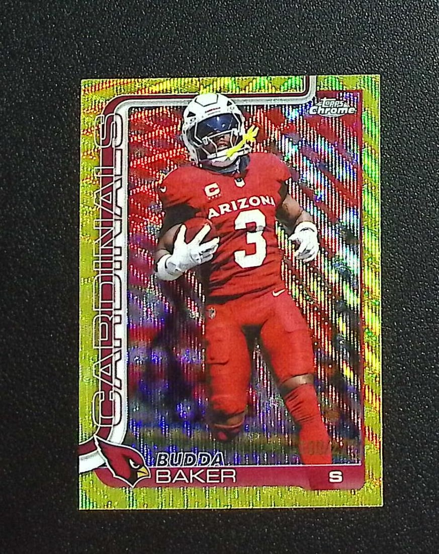 Budda Baker Yellow Wave Refractor /275 2025 Topps Chrome #8 Arizona Cardinals: Topps & Bowman Football NFL Trading Sports Cards, Sports Cards for Sale Near Me, Super Bowl & Hall of Fame Player Cards, Resurgence, Composite, SP, SSP, Valuable Auction Memorabilia Lots For Sale On L