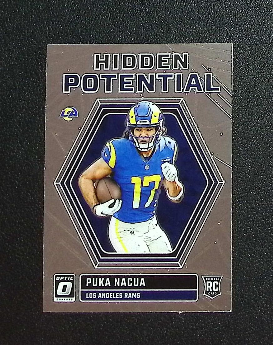 Puka Nacua Rookie Card Hidden Potential 2023 Donruss Optic #HP-PN LA Rams: Panini, Donruss Optic, & Donruss Select, Prizm, Mosaic, Contenders, Zenith, Phoenix, Illusions, Absolute, Rookie NFL Sports Trading Cards, SP, SSP, Cards, Football Cards for Sale Near Me, Superbowl & 