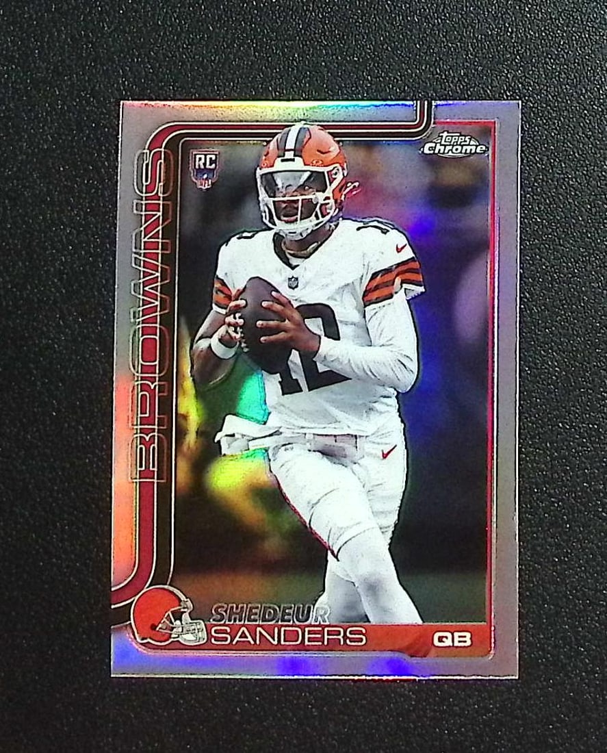Shedeur Sanders Rookie Refractor 2025 Topps Chrome #315 Cleveland Browns: Topps & Bowman Football NFL Trading Sports Cards, Sports Cards for Sale Near Me, Super Bowl & Hall of Fame Player Cards, Resurgence, Composite, SP, SSP, Valuable Auction Memorabilia Lots For Sale On L
