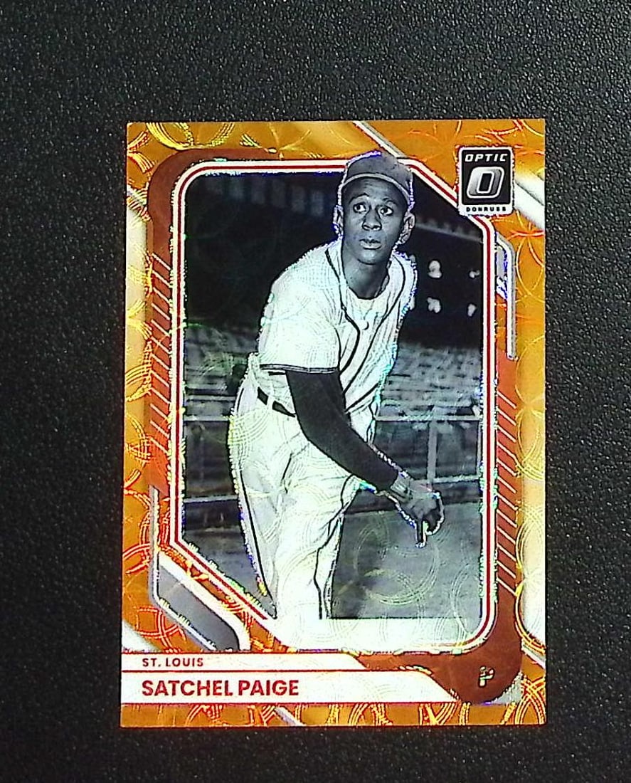 Satchel Paige Orange Scope Prizm /79 2026 Donruss Optic #73: Panini, Donruss, & Donruss Optic Baseball MLB Trading & Sports Cards, Sports Cards for Sale Near Me, Prizm, Mosaic, Select, SP, SSP, Auction Memorabilia Lots for Sale On Line, World Series & Hall of F