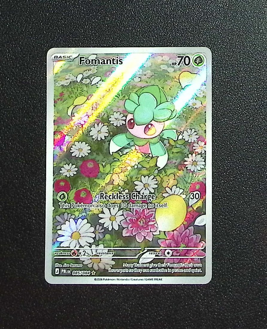 Pokemon Pitch Black Fomantis Illustration Rare #85: Pokemon Trading Card Game Cards, Charizard, Pikachu, Mewtwo, Reverse Holo, Holo Rare, Secret Rare Cards, Full Art Cards, Eevee, Ultra Rare Card, Illustration Rare, Special Illustration Rare SIR
