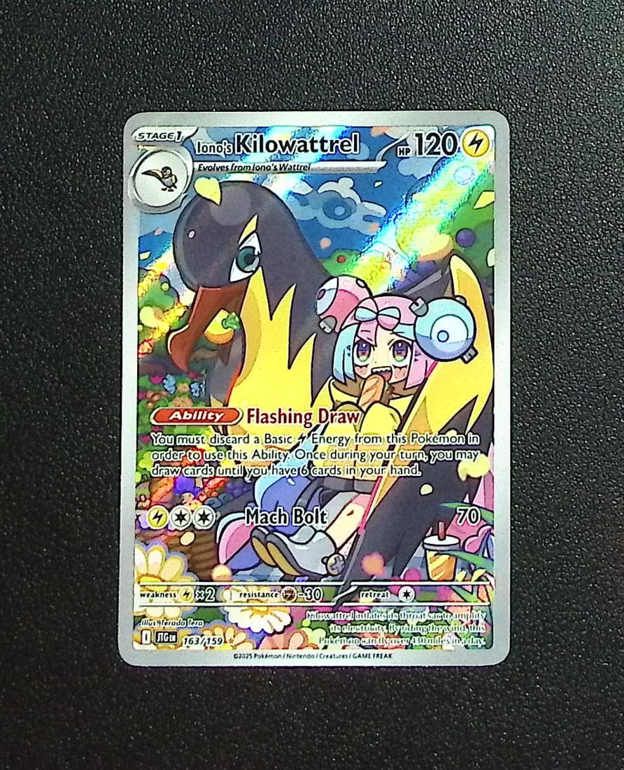 Pokemon Journey Together Iono's Kilowattrel Illustration Rare #163: Pokemon Trading Card Game Cards, Charizard, Pikachu, Mewtwo, Reverse Holo, Holo Rare, Secret Rare Cards, Full Art Cards, Eevee, Ultra Rare Card, Illustration Rare, Special Illustration Rare SIR