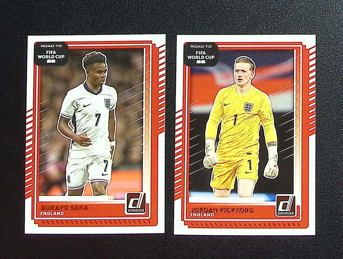 Lot of 2 2025-26 Donruss FIFA Road to World Cup England Cards. Saka & Pickford (1 of 2)