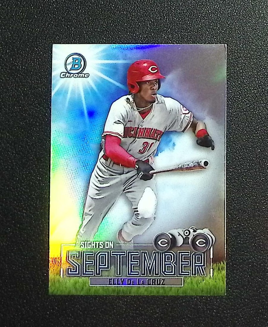 Elly De La Cruz Prospects Sights on September 2023 Bowman Chrome #SOS-7 Reds: Topps, Bowman, & Fanatics Baseball MLB Trading & Sports Cards, Sports Cards for Sale Near Me, World Series & Hall of Fame Players Memorabilia, Refractors, X-Fractors, Numbered, SP, SSP, Valuable Aucti