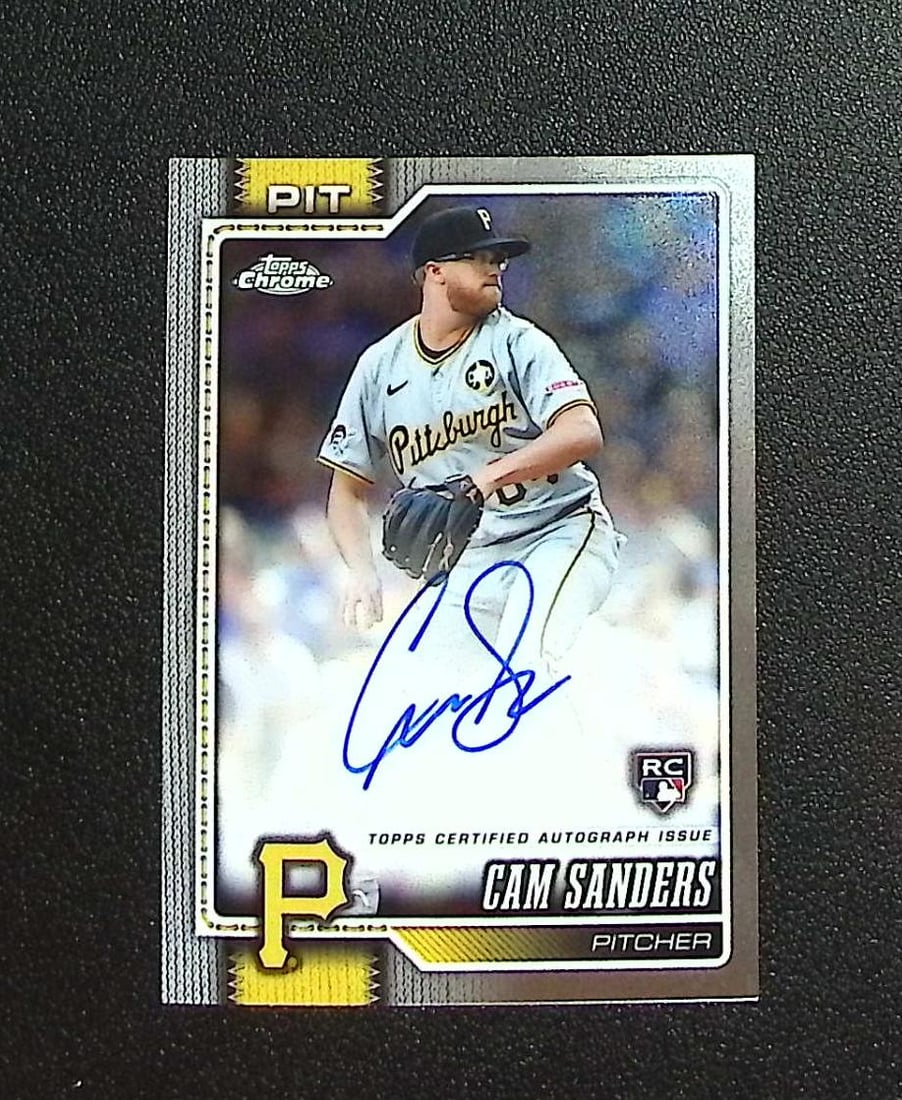 Cam Sanders Rookie Auto 2026 Topps Chrome #RA-CSA Pittsburgh Pirates: Topps, Bowman, & Fanatics Baseball MLB Trading & Sports Cards, Sports Cards for Sale Near Me, World Series & Hall of Fame Players Memorabilia, Refractors, X-Fractors, Numbered, SP, SSP, Valuable Aucti