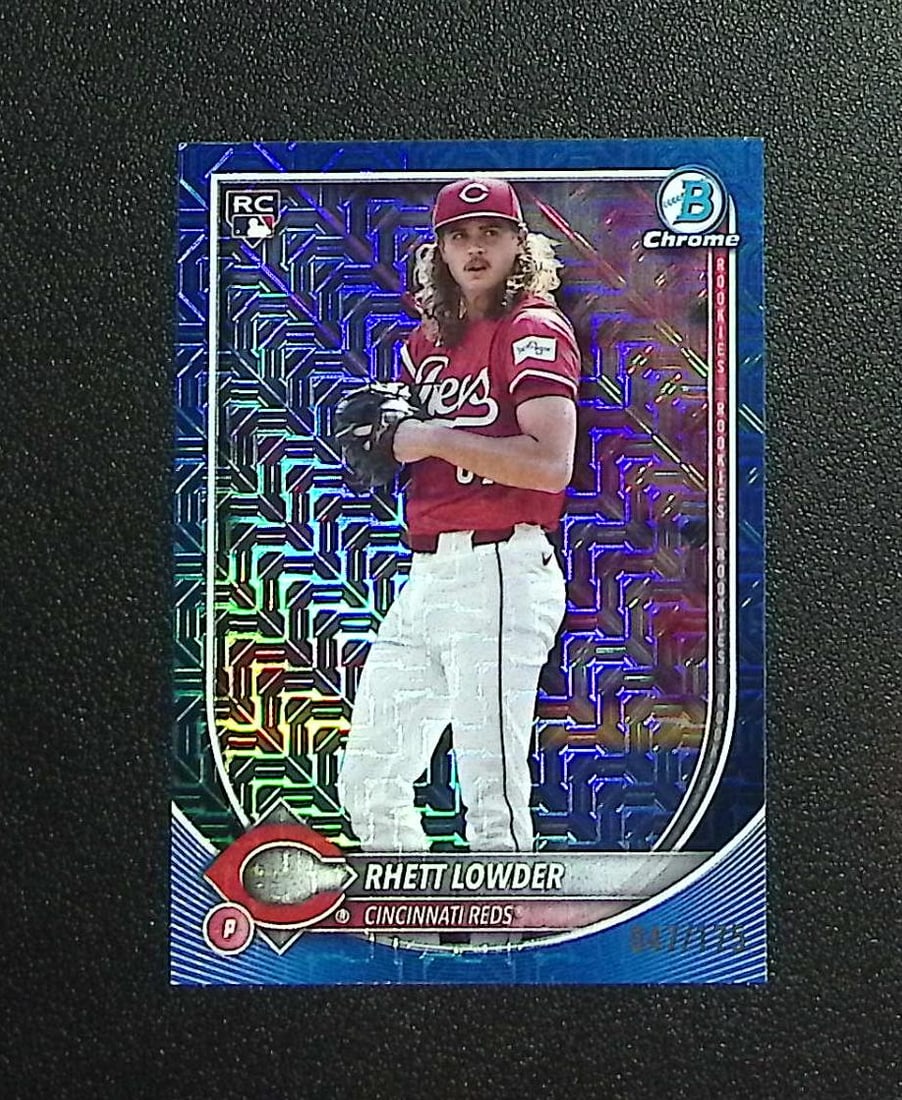 Rhett Lowder Rookie Card Blue Mojo Refractor /175 2025 Bowman Chrome #6 Reds: Topps, Bowman, & Fanatics Baseball MLB Trading & Sports Cards, Sports Cards for Sale Near Me, World Series & Hall of Fame Players Memorabilia, Refractors, X-Fractors, Numbered, SP, SSP, Valuable Aucti