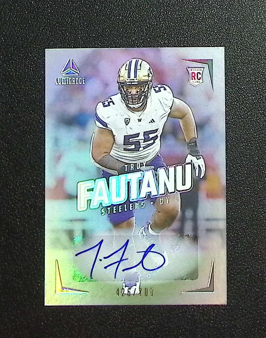 Troy Fautanu Rookie Auto /700 2024 Panini Luminance #116 Pittsburgh Steelers: Panini, Donruss Optic, & Donruss Select, Prizm, Mosaic, Contenders, Zenith, Phoenix, Illusions, Absolute, Rookie NFL Sports Trading Cards, SP, SSP, Cards, Football Cards for Sale Near Me, Superbowl & 