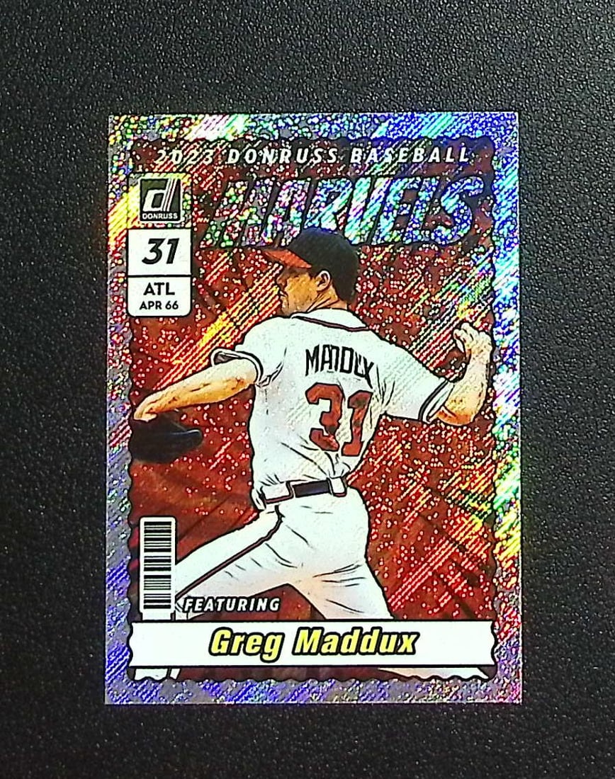 Greg Maddux Marvels Rapture 2023 Donruss #M6 Atlanta Braves: Panini, Donruss, & Donruss Optic Baseball MLB Trading & Sports Cards, Sports Cards for Sale Near Me, Prizm, Mosaic, Select, SP, SSP, Auction Memorabilia Lots for Sale On Line, World Series & Hall of F
