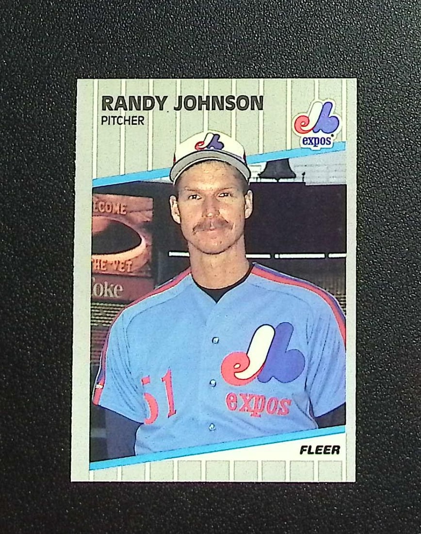 Randy Johnson Rookie Card 1989 Fleer #381 Montreal Expos: Fleer Vintage Baseball MLB Trading & Sports Cards, Old Sports Cards for Sale Near Me, Auction Memorabilia Lots for Sale On Line, World Series & Hall of Fame Players