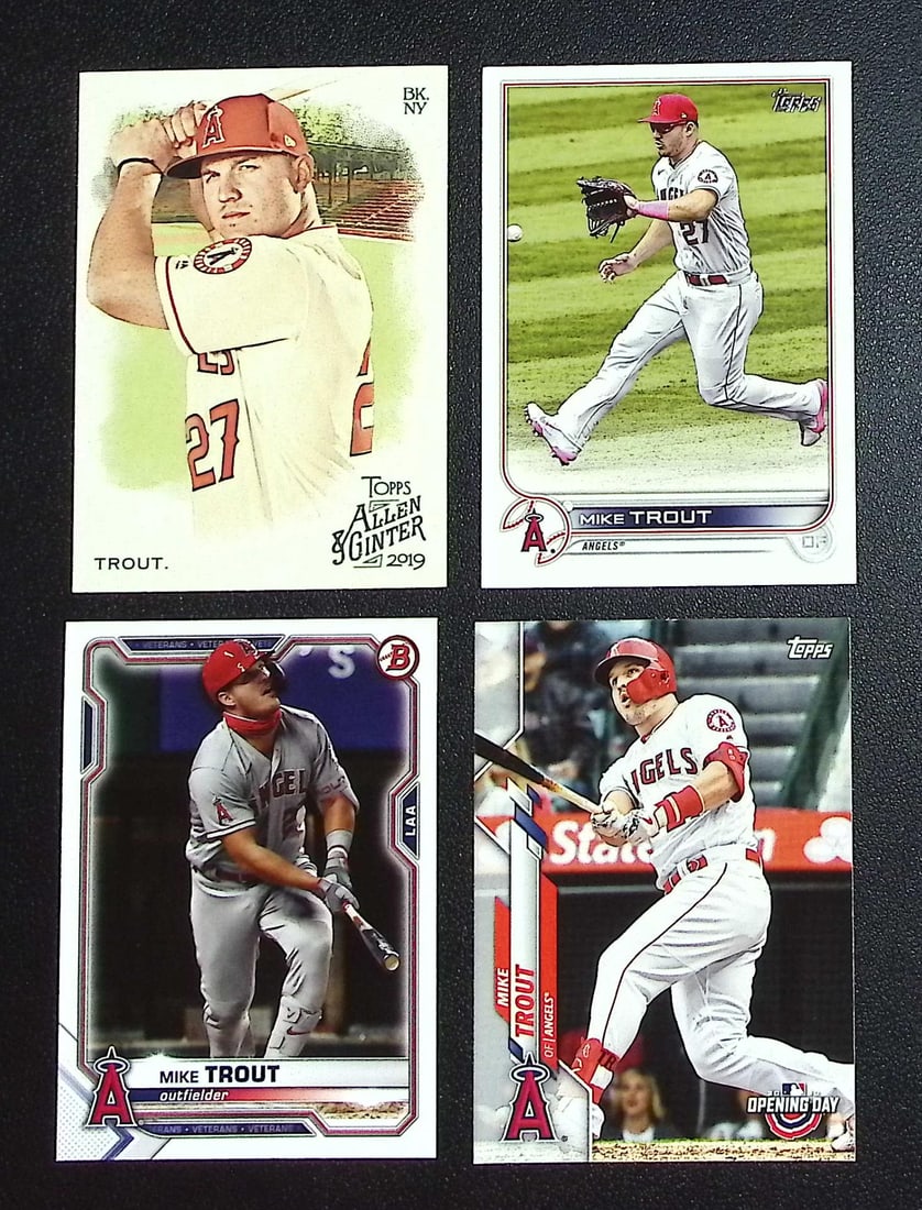 Lot of 4 Mike Trout Topps & Bowman Baseball Cards. All Different, See Pictures: Topps, Bowman, & Fanatics Baseball MLB Trading & Sports Cards, Sports Cards for Sale Near Me, World Series & Hall of Fame Players Memorabilia, Refractors, X-Fractors, Numbered, SP, SSP, Valuable Aucti