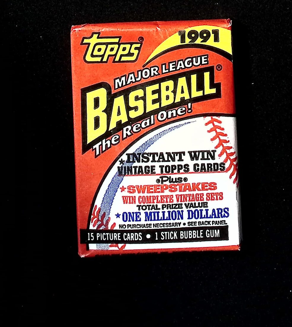 1991 Topps Vintage Baseball Cards Retail Box Wax Pack Sports Cards Rookie Cards: Topps MLB Baseball Trading & Sports Cards & Memorabilia, Chipper Jones, Ken Griffey, Jr., Frank Thomas, Bo Jackson, Cal Ripken, Nolan Ryan, Craig Biggio Rookie Card, Dwight Gooden, Rickey Henderson, P