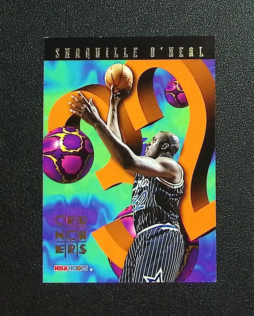 Shaquille O'Neal Crunchers 1995-96 NBA Hoops #2 Orlando Magic: Panini, Donruss Optic, Donruss Select, Prizm, Mosaic, Contenders, Revolution, Phoenix, NBA Hoops, Rookie NFL Sports Trading Cards, Silver, SP, SSP, Wave Prizms, Numbered Cards, Basketball sports Cards