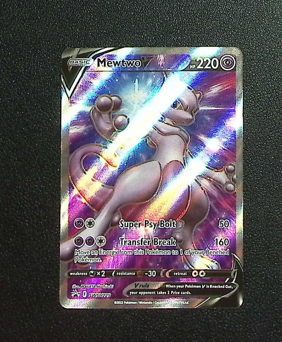 Pokemon Sword & Shield Promo Mewtwo V #SWSH229: Pokemon Trading Card Game Cards, Charizard, Pikachu, Mewtwo, Reverse Holo, Holo Rare, Secret Rare Cards, Full Art Cards, Eevee, Ultra Rare Card, Illustration Rare, Special Illustration Rare SIR
