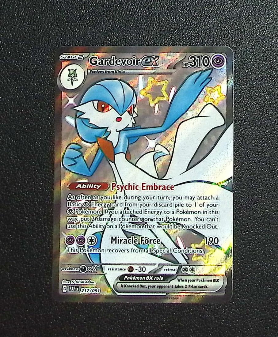 Pokemon Paldean Fates Gardevoir Ex Shiny Ultra Rare #217: Pokemon Trading Card Game Cards, Charizard, Pikachu, Mewtwo, Reverse Holo, Holo Rare, Secret Rare Cards, Full Art Cards, Eevee, Ultra Rare Card, Illustration Rare, Special Illustration Rare SIR