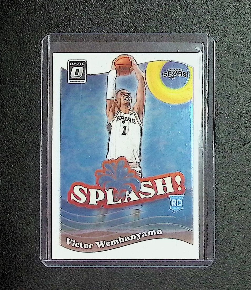 Victor Wembanyama Rookie Splash! 2024 Donruss Optic #6: Panini, Donruss Optic, Donruss Select, Prizm, Mosaic, Contenders, Revolution, Phoenix, NBA Hoops, Rookie NFL Sports Trading Cards, Silver, SP, SSP, Wave Prizms, Numbered Cards, Basketball sports
