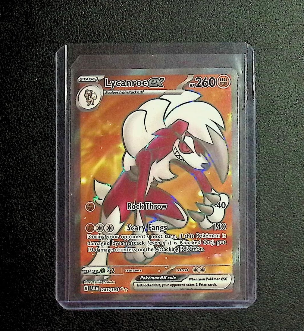 Pokemon Lycanroc ex Ultra Rare 2023 Paldea Evolved #241/193: Pokemon Trading Card Game Cards, Charizard, Pikachu, Mewtwo, Reverse Holo, Holo Rare, Secret Rare Cards, Full Art Cards, Eevee, Ultra Rare Card, Illustration Rare, Special Illustration Rare SIR