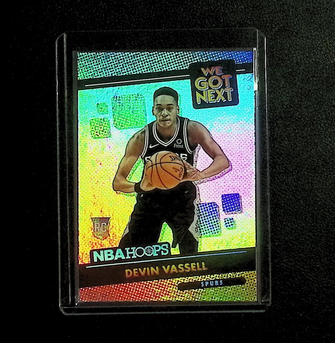 Devin Vassell Rookie We Got Next Foil 2021 NBA Hoops #11: Panini, Donruss Optic, Donruss Select, Prizm, Mosaic, Contenders, Revolution, Phoenix, NBA Hoops, Rookie NFL Sports Trading Cards, Silver, SP, SSP, Wave Prizms, Numbered Cards, Basketball sports Cards