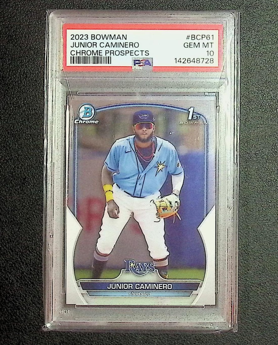 Junior Caminero PSA GEM MT 10 1st Bowman Chrome 2023 Bowman Chrome #BCP-61: Topps, Bowman, & Fanatics Baseball MLB Trading & Sports Cards, Sports Cards for Sale Near Me, World Series & Hall of Fame Players Memorabilia, Refractors, X-Fractors, Numbered, SP, SSP, Valuable Aucti