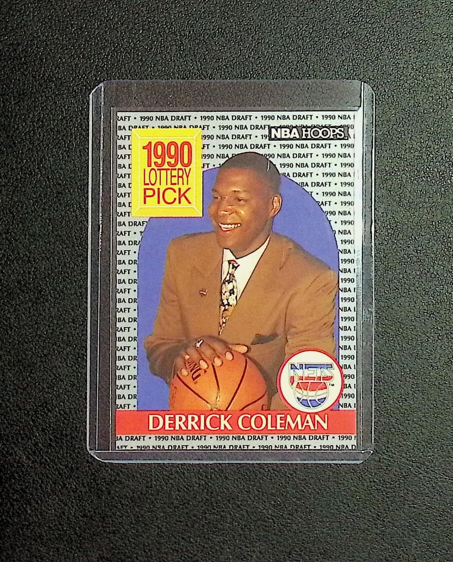 Derrick Coleman Lottery Pick 1990 NBA Hoops #390: Panini, Donruss Optic, Donruss Select, Prizm, Mosaic, Contenders, Revolution, Phoenix, NBA Hoops, Rookie NFL Sports Trading Cards, Silver, SP, SSP, Wave Prizms, Numbered Cards, Basketball sports Cards